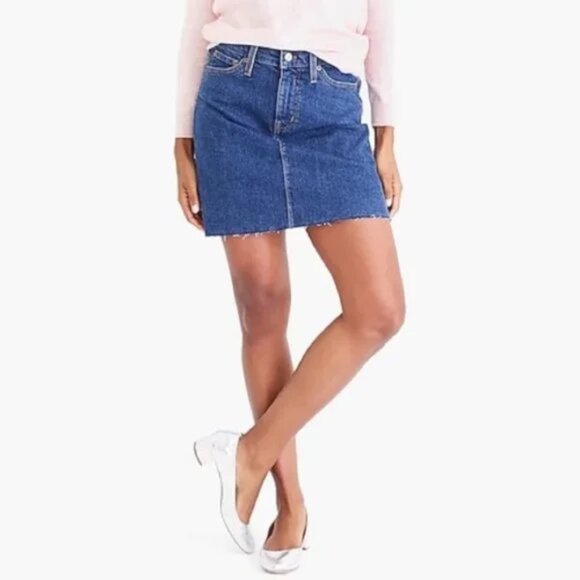 J. Crew Mercantile NWT Classic Blue Denim Raw Edge Mini Skirt